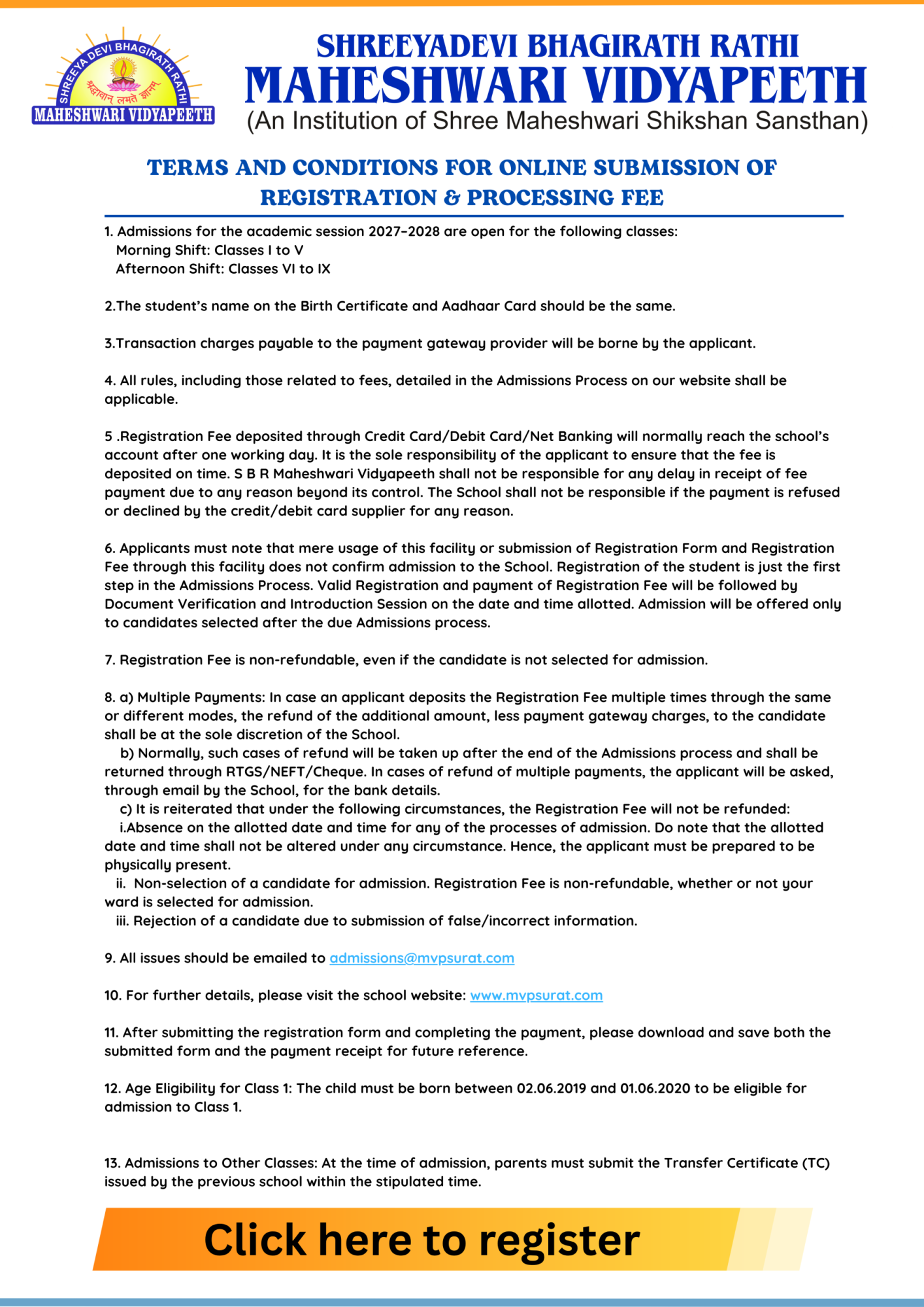 Terms and Conditions for Online Submission of Registration & Processing Fee (1)